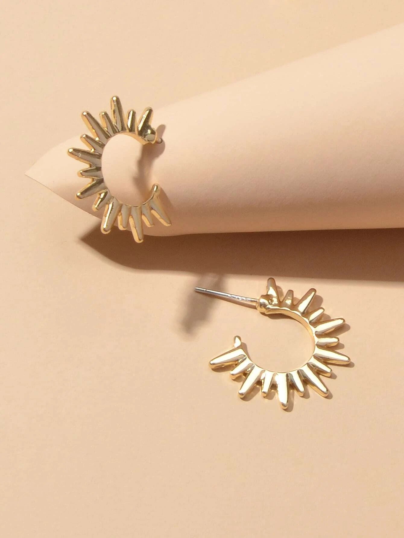 Punk Jewellery Gold Metal Spike Small Hoop Earrings Women Party Accessories Gift