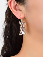 Cute Funny Leopard Print Rabbit Bunny Acrylic Dangle Earrings Trendy Easter Gift-1