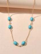 Ethnic Traditional Gold Chain Turquoise Necklace Boho Chic Accessories Jewellery-2