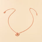 Wedding Engagement Jewelry Rose Gold Chain Rhinestone Circle Heart Charm Necklace-1