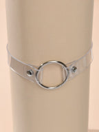 Punk 90s Transparent Gothic Choker Necklace Silver Circle Cosplay Jewellery Gift-2