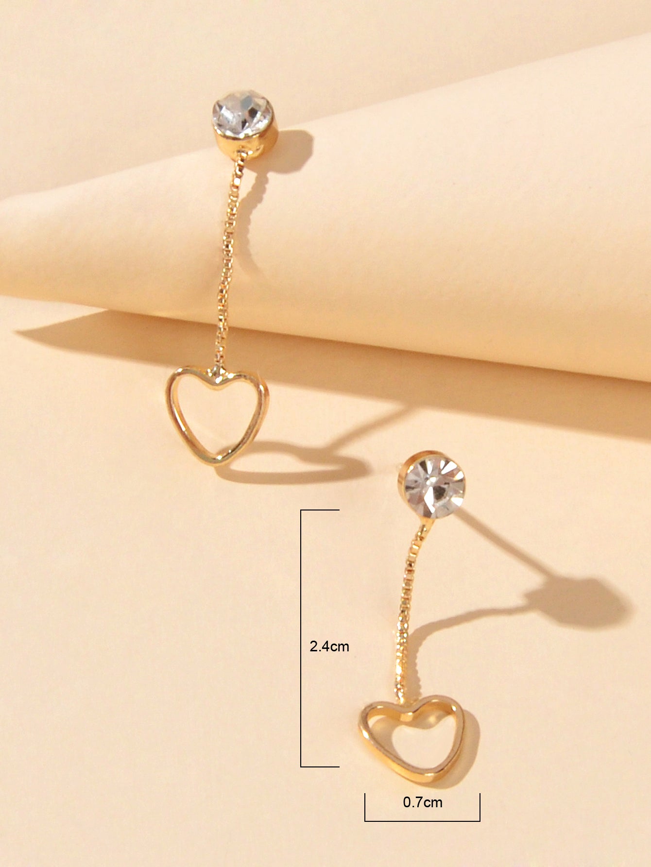 Female Jewellery Simulated Zircon Gold Chain Love Heart Charm Pendant Earrings-2