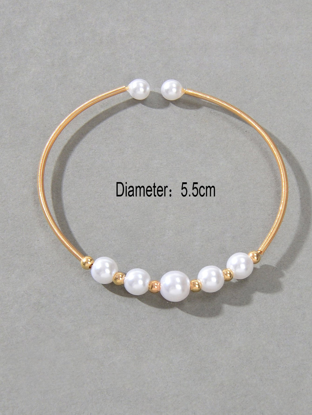 Women Delicate Pearl Decor Cuff Bangle Gold Plated Jewellery Classic Bracelet-2