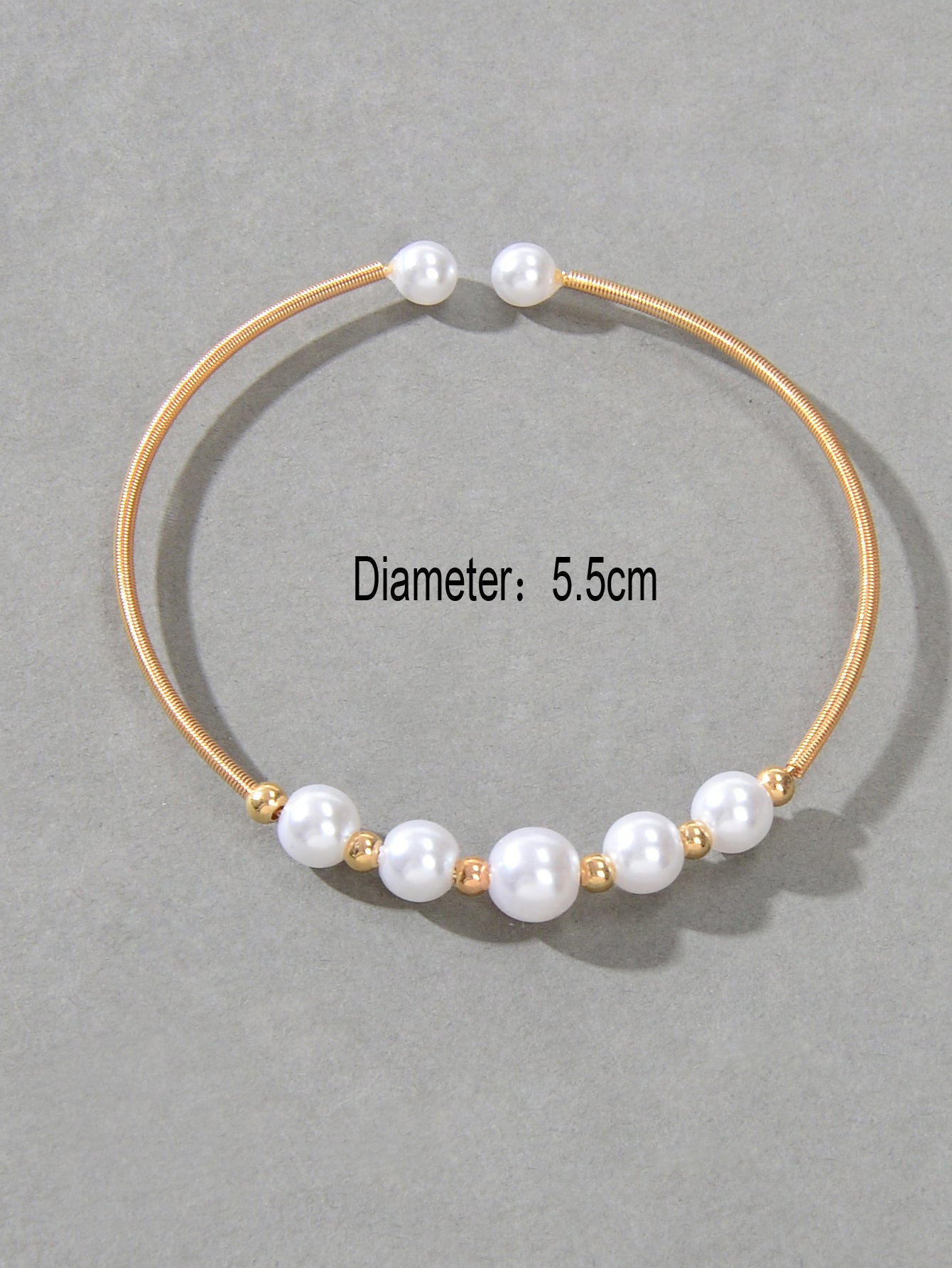 Women Delicate Pearl Decor Cuff Bangle Gold Plated Jewellery Classic Bracelet-2
