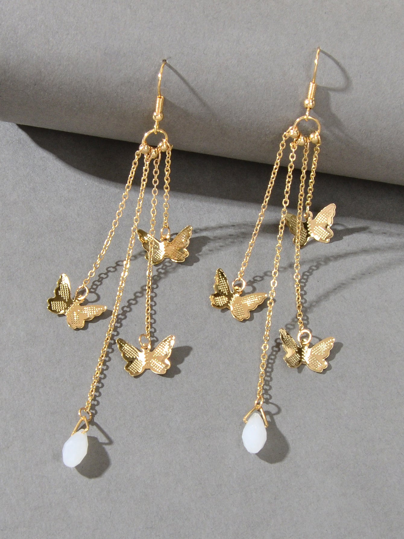 Multi-layer Chains Butterfly Earrings Drop Dangle Ear Hook Jewelry Elegant Gift-2