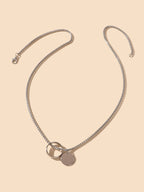 Female Jewellery Minimalist Silver Chain Collar Circle Disc Charm Rock Necklace