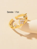 Sparkling Accessories Cubic Zirconia Gold Crown Open Cuff Eternity Ring Band