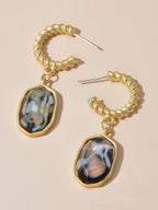 Retro Jewelry Multi-colored Simulated Stone Geometric Dangle Earrings for Women-2