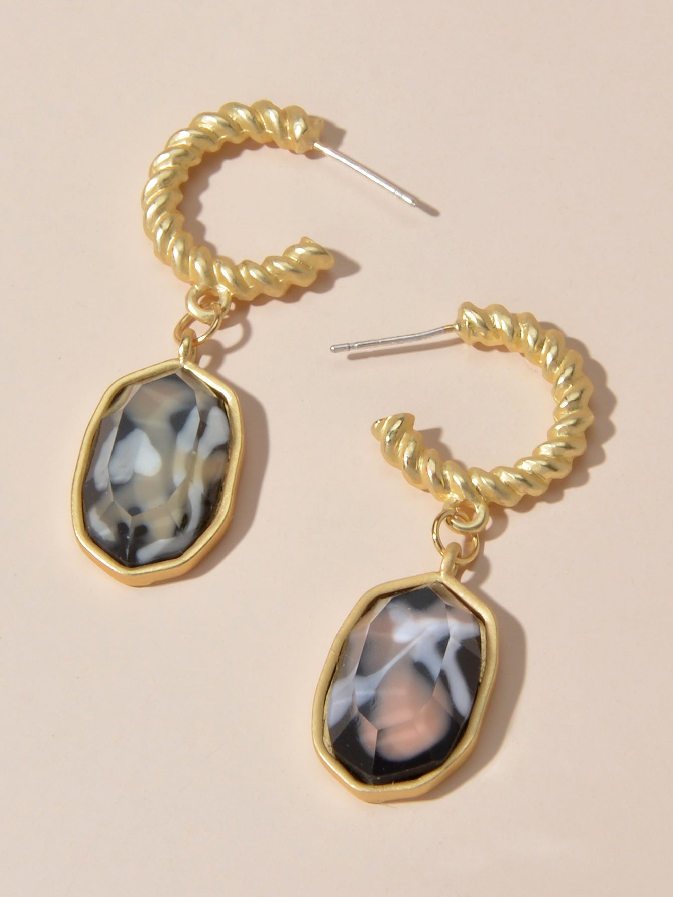 Retro Jewelry Multi-colored Simulated Stone Geometric Dangle Earrings for Women-2