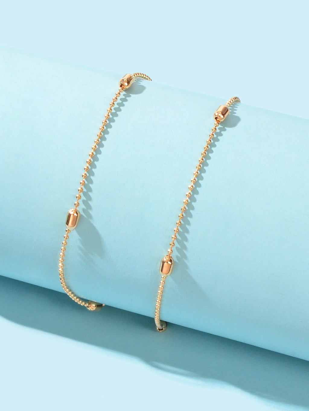 Double layer Popcorn Gold Chain Anklet Summer Beach Boho Chic Foot Chain Jewelry-2