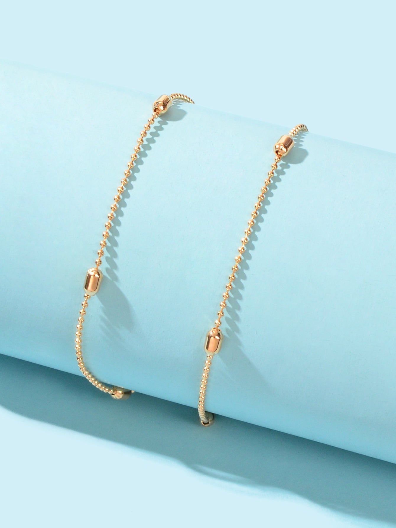 Double layer Popcorn Gold Chain Anklet Summer Beach Boho Chic Foot Chain Jewelry-2