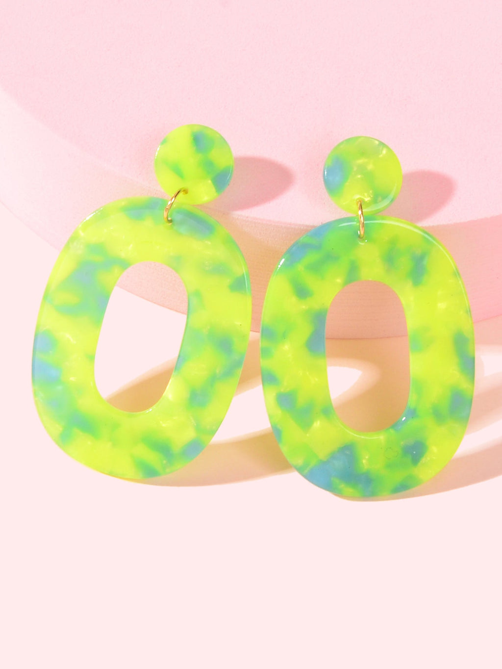 Multicolor Acrylic Dangle Drop Geometric Oval Statement Earrings 80's Party Gift