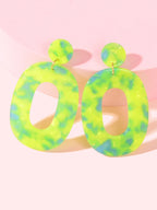 Multicolor Acrylic Dangle Drop Geometric Oval Statement Earrings 80's Party Gift