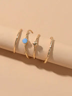 Multiple 4pcs Minimalist Gold Star Circle Stackable Midi Finger Knuckle Ring set