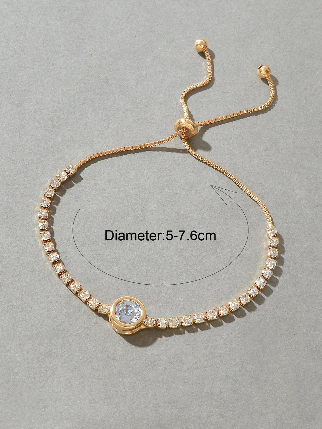 Luxurious Rhinestone Decor Sliding Chain Adjustable Women Wedding Party Bracelet-2