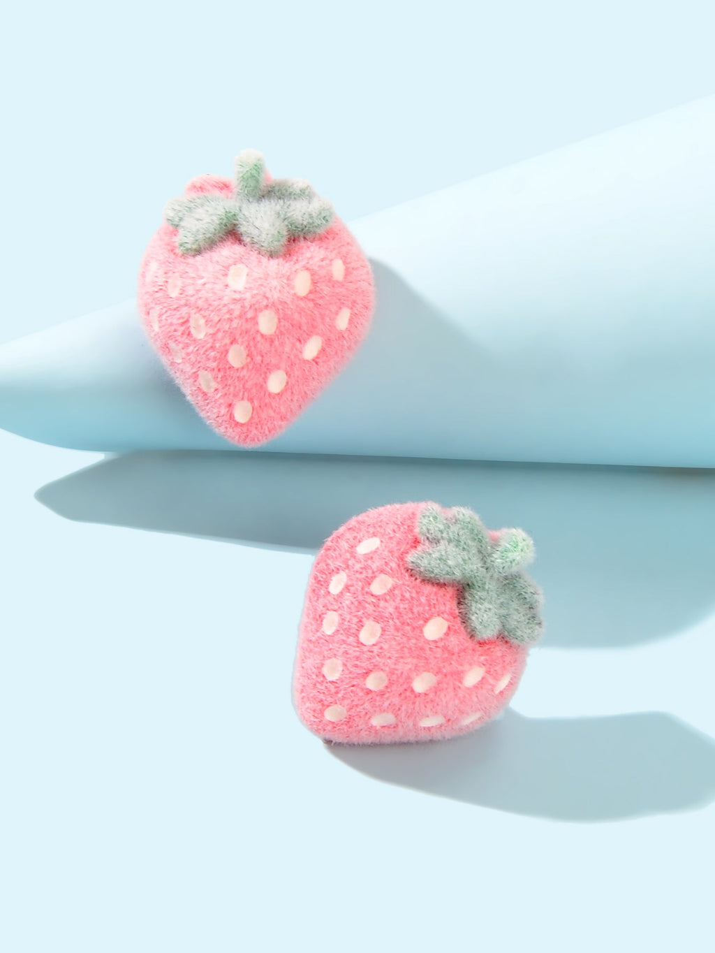 Handmade Cute 3D Flocking Pink Strawberry Stud Sweet Fruit Earring Dainty Gifts-2