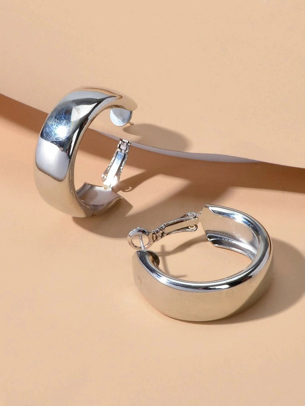 Punk Rock Silver Hoop Earrings C Shape Circle Stud Earrings Girls Teens Gift