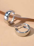 Punk Rock Silver Hoop Earrings C Shape Circle Stud Earrings Girls Teens Gift