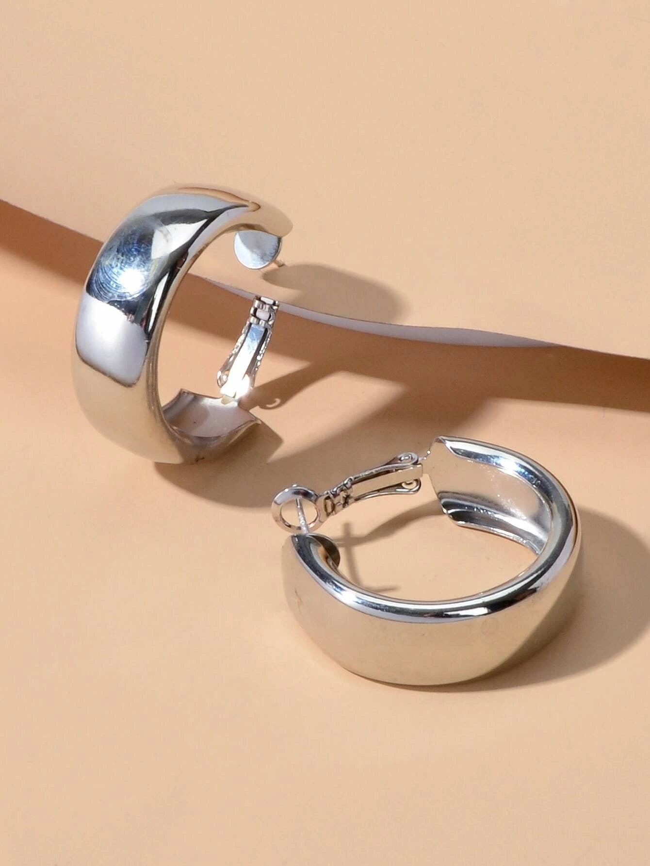 Punk Rock Silver Hoop Earrings C Shape Circle Stud Earrings Girls Teens Gift