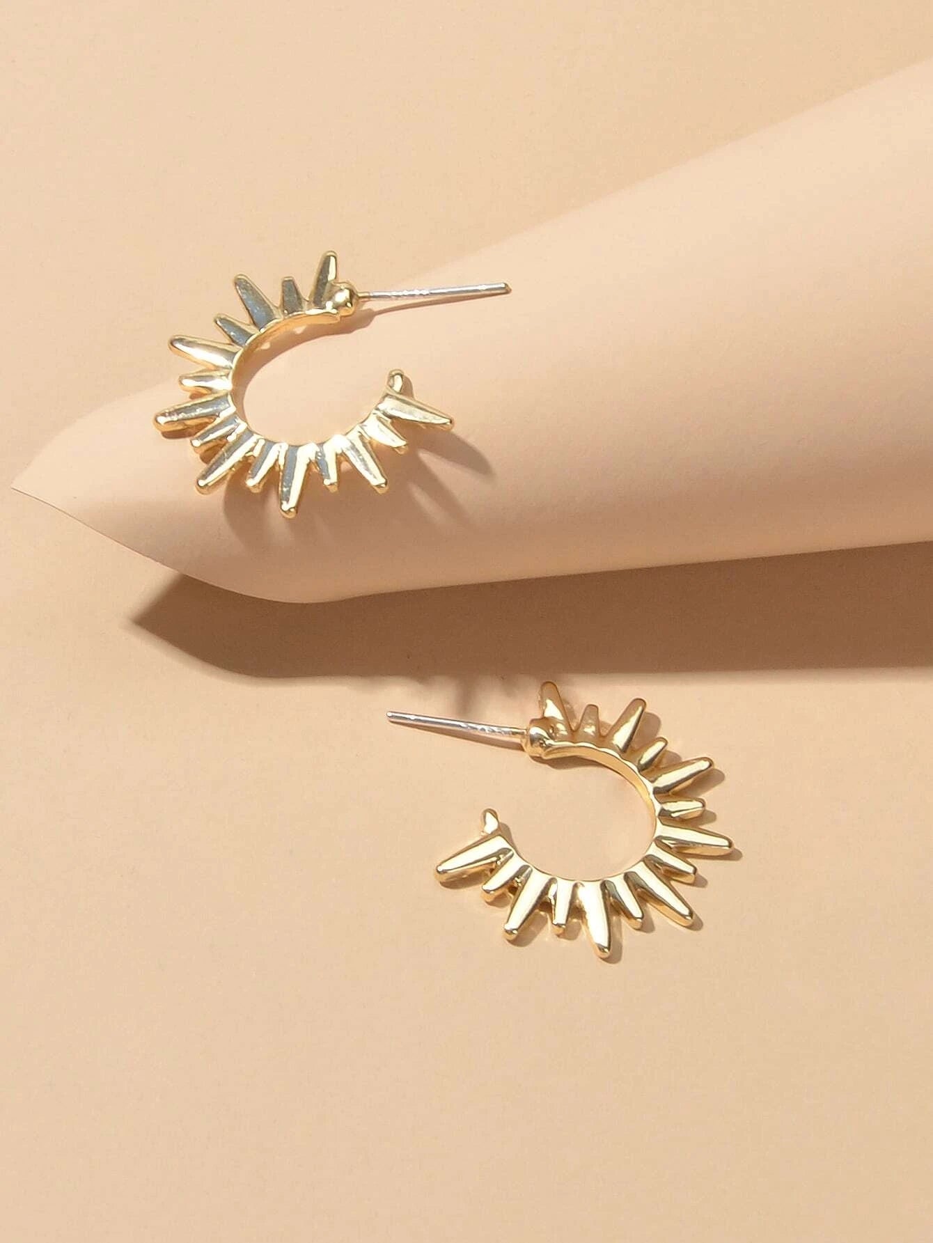 Punk Jewellery Gold Metal Spike Small Hoop Earrings Women Party Accessories Gift