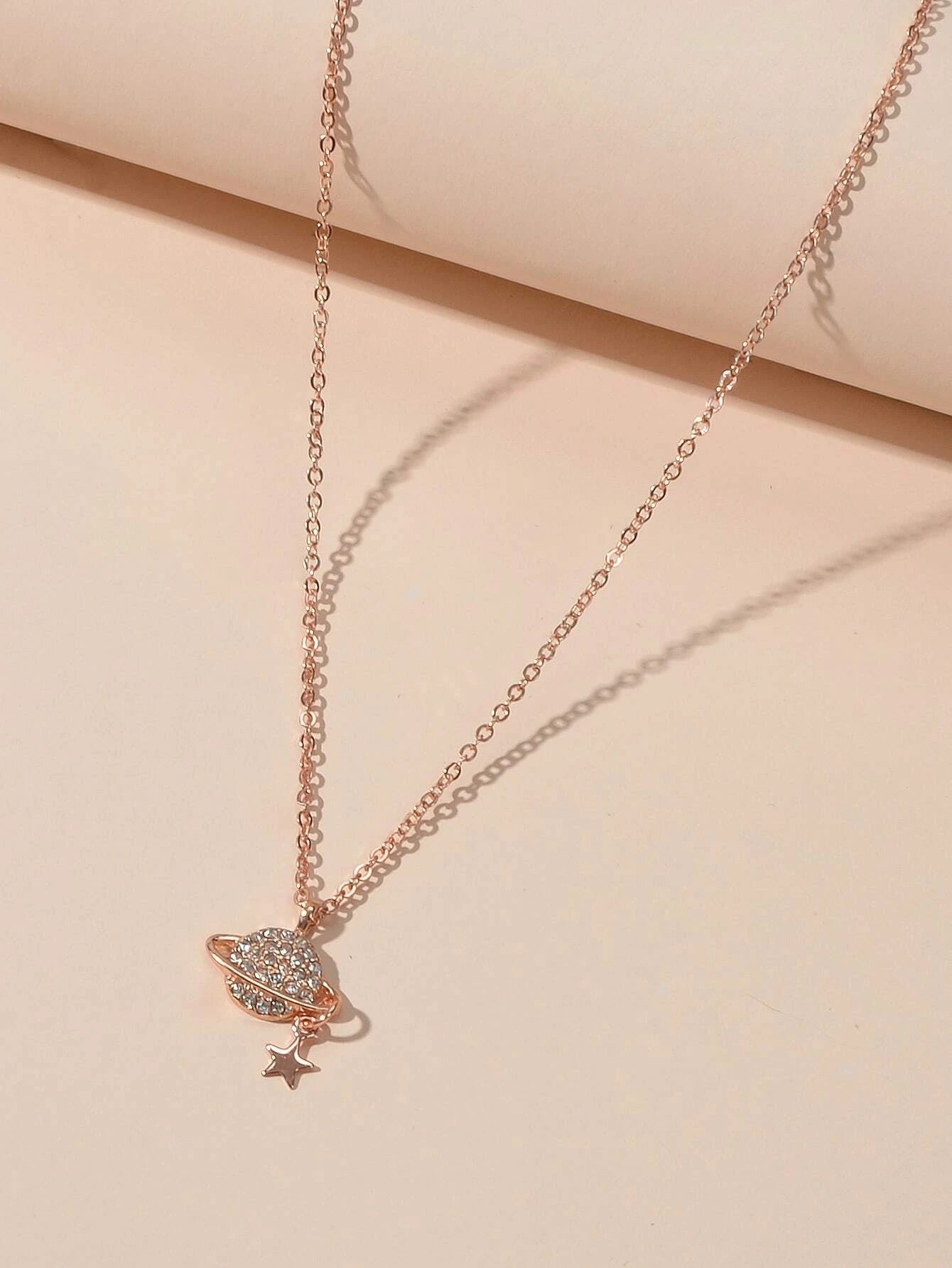 Rhinestone Star Planet Globe Pendant Necklace Women Teens Girl Jewellery Gift