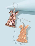 Cute Funny Leopard Print Rabbit Bunny Acrylic Dangle Earrings Trendy Easter Gift-2