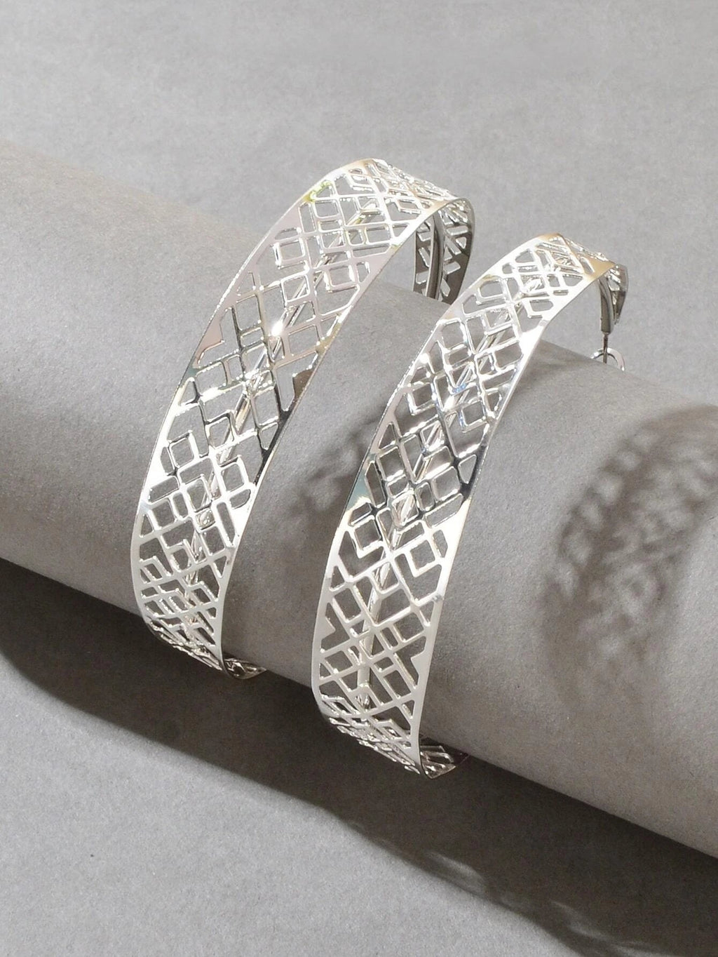 Ethnic Hollow out Geometric Big Statement Hoop Huggie Earrings Chunky Jewellery