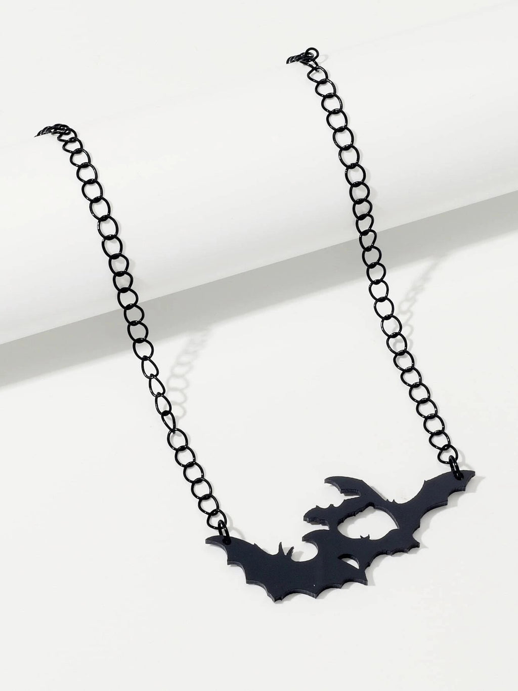 Halloween Jewellery Black Acrylic Bat Statement Pendant Punk Necklace Accessory-3