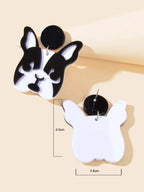 Cartoon Jewelry Black White Acrylic Dog Dangle Statement Lovely Women Earrings-2