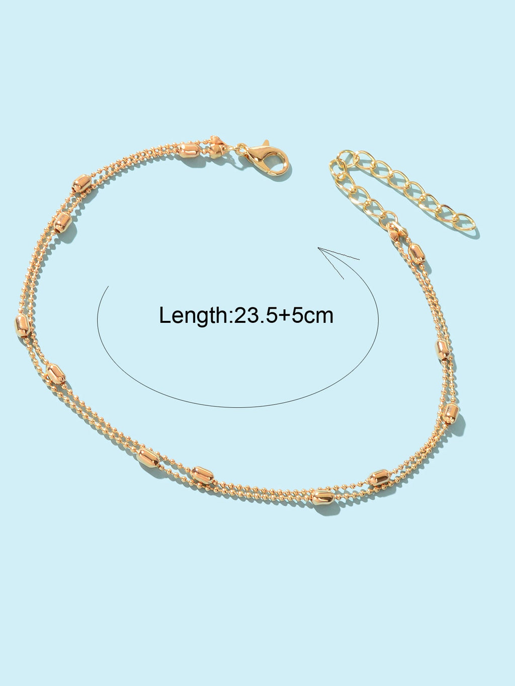 Double layer Popcorn Gold Chain Anklet Summer Beach Boho Chic Foot Chain Jewelry-3