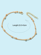 Double layer Popcorn Gold Chain Anklet Summer Beach Boho Chic Foot Chain Jewelry-3