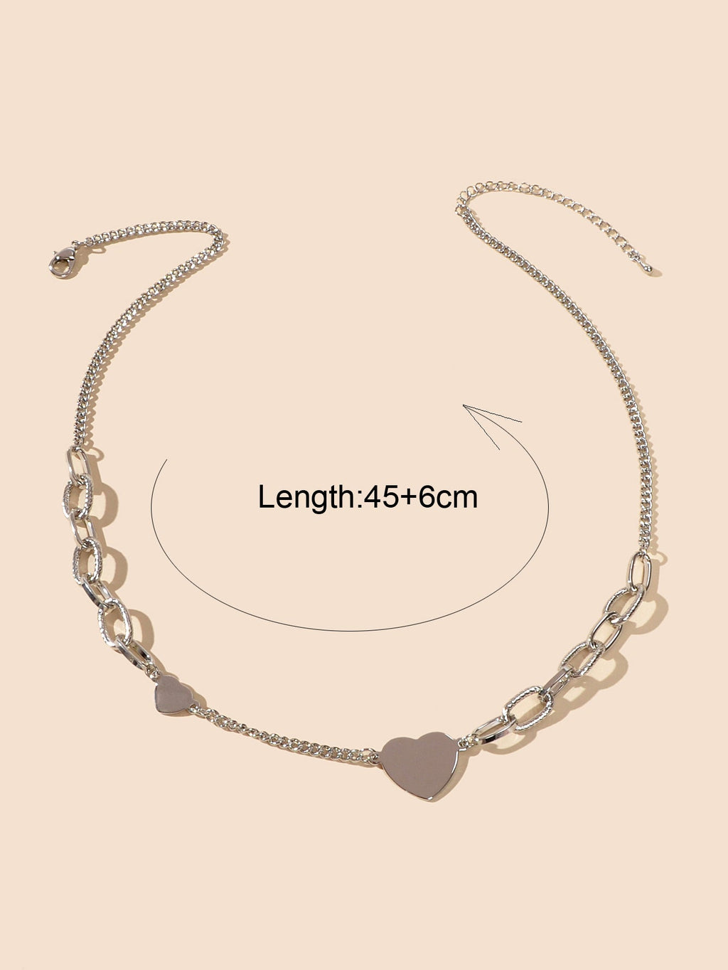 Women Silver Chain Heart Charm Collar Necklace Good Quality Fashion Accessories-3