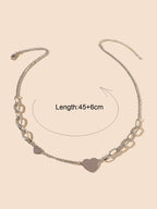 Women Silver Chain Heart Charm Collar Necklace Good Quality Fashion Accessories-3