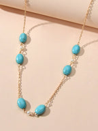Ethnic Traditional Gold Chain Turquoise Necklace Boho Chic Accessories Jewellery-3