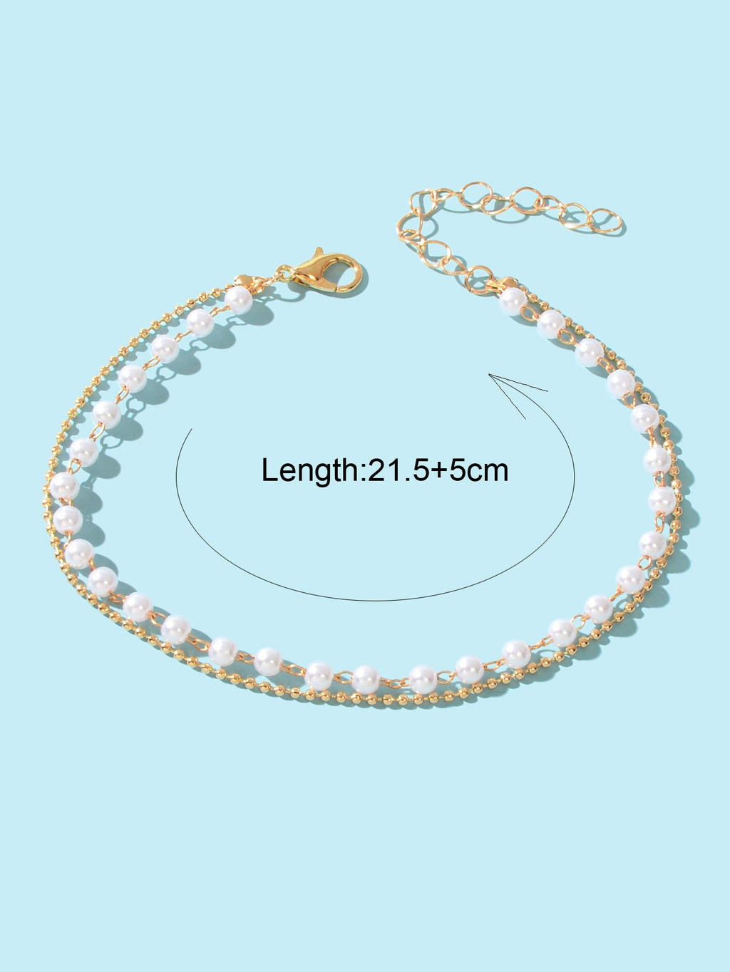 Foot Jewellery Gold Popcorn Chain Pearl Layered Anklet Bracelet Barefoot Sandal-3