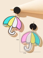 Sweet Colorful Acrylic Umbrella Dangle Dainty Earrings Girls Y2k Style Jewellery-3