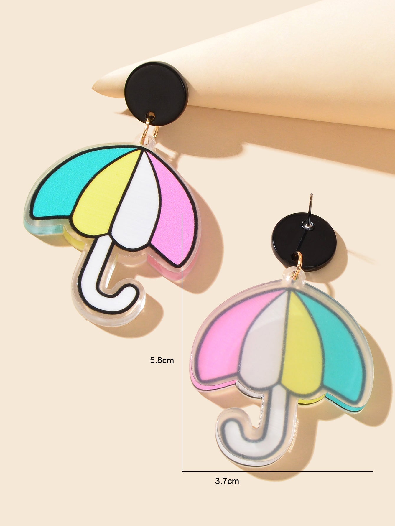 Sweet Colorful Acrylic Umbrella Dangle Dainty Earrings Girls Y2k Style Jewellery-3