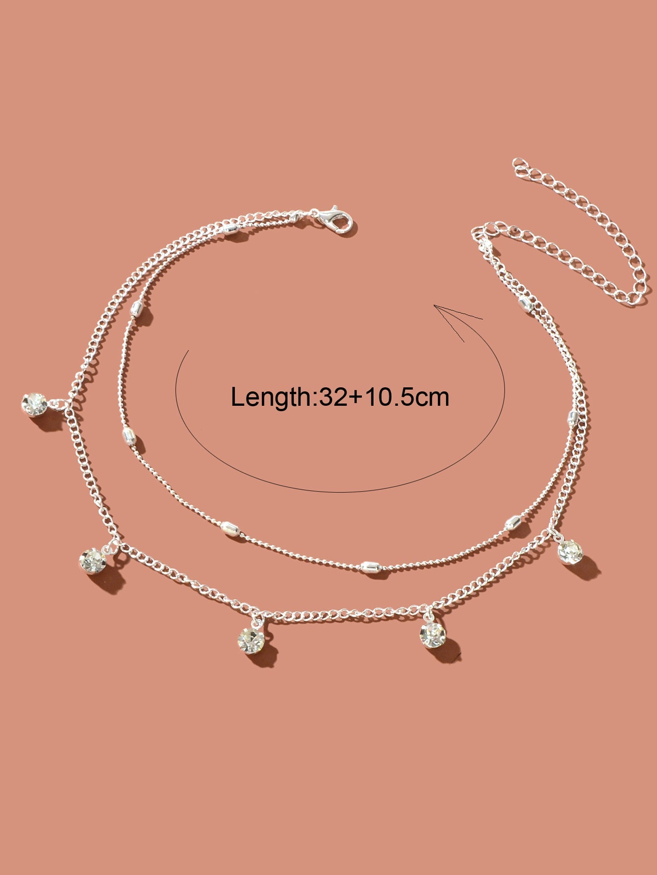 Dainty Adjustable Layer Gold Silver Chain Rhinestone Charm Clavicle Necklace-3