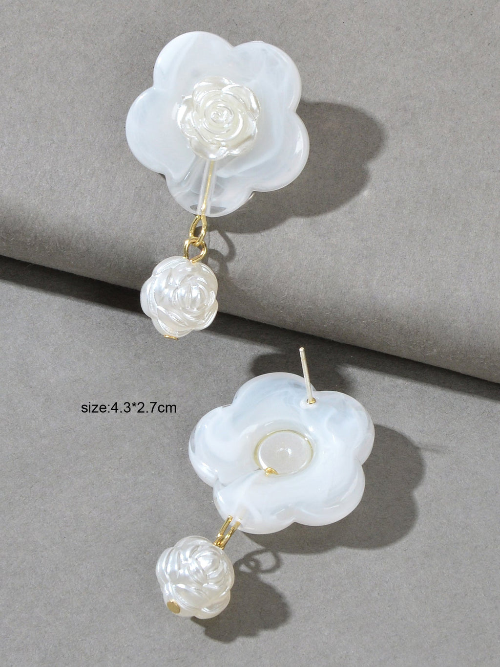 White Resin Flower Daisy Dance Party Gifts Dangle Daily Wearable Women Earrings-3