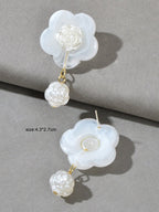 White Resin Flower Daisy Dance Party Gifts Dangle Daily Wearable Women Earrings-3