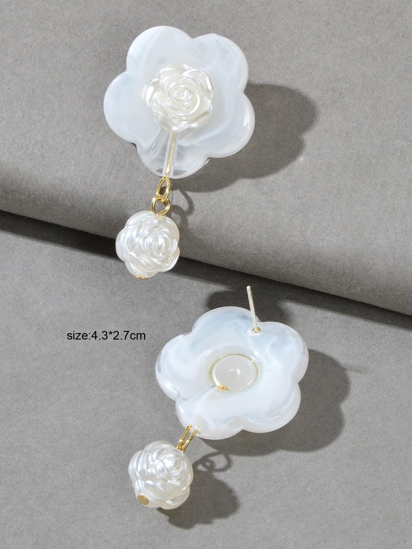 White Resin Flower Daisy Dance Party Gifts Dangle Daily Wearable Women Earrings-3