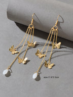 Multi-layer Chains Butterfly Earrings Drop Dangle Ear Hook Jewelry Elegant Gift-3