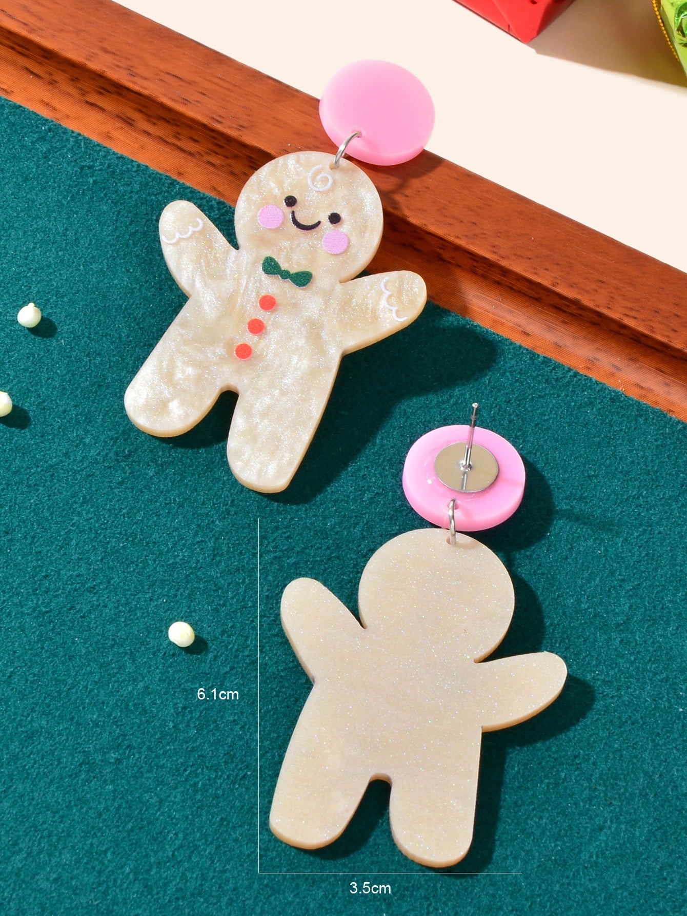 Lovely Acrylic Gingerbread Man Dangle Earrings Girl Christmas Festival Jewellery
