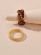 2pcs Trendy Jewelry Blue Brown Geometric Stackable Multiple Midi Finger Ring Set