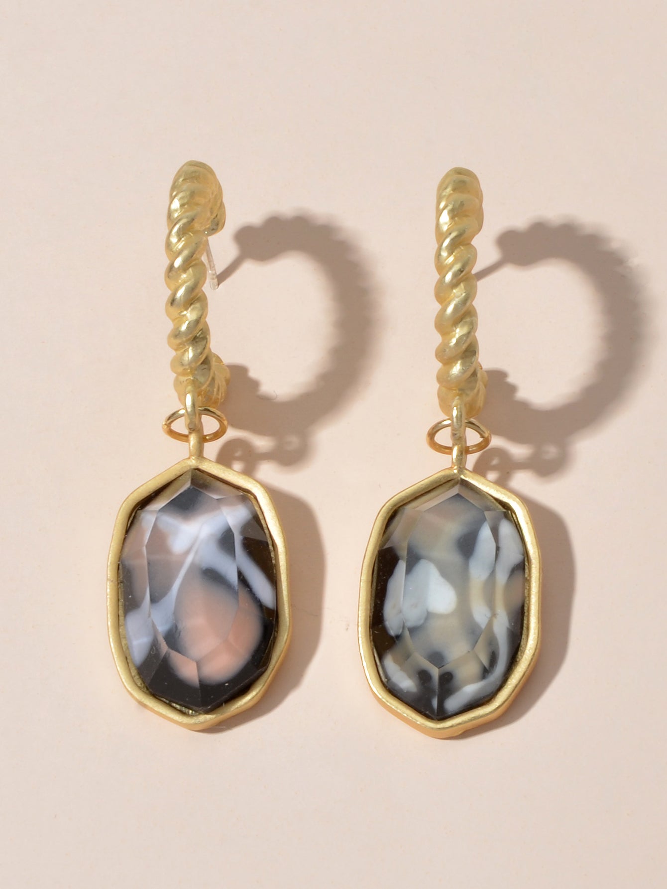 Retro Jewelry Multi-colored Simulated Stone Geometric Dangle Earrings for Women-3