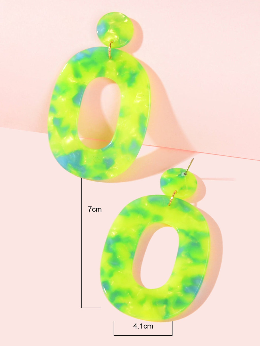 Multicolor Acrylic Dangle Drop Geometric Oval Statement Earrings 80's Party Gift