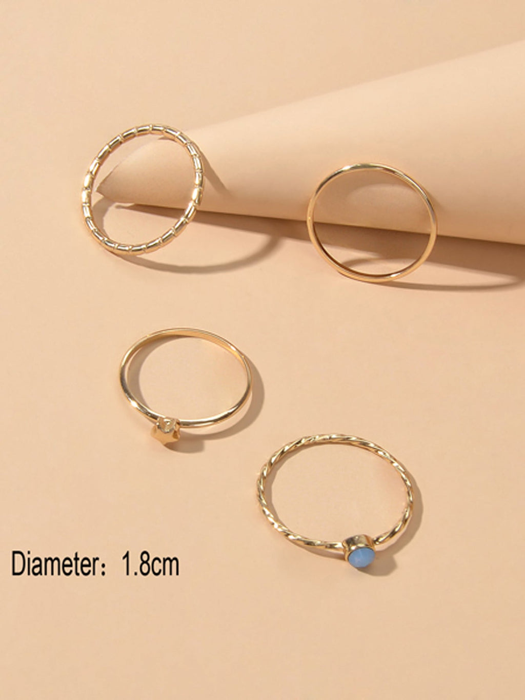 Multiple 4pcs Minimalist Gold Star Circle Stackable Midi Finger Knuckle Ring set