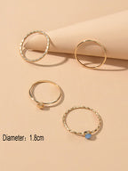 Multiple 4pcs Minimalist Gold Star Circle Stackable Midi Finger Knuckle Ring set