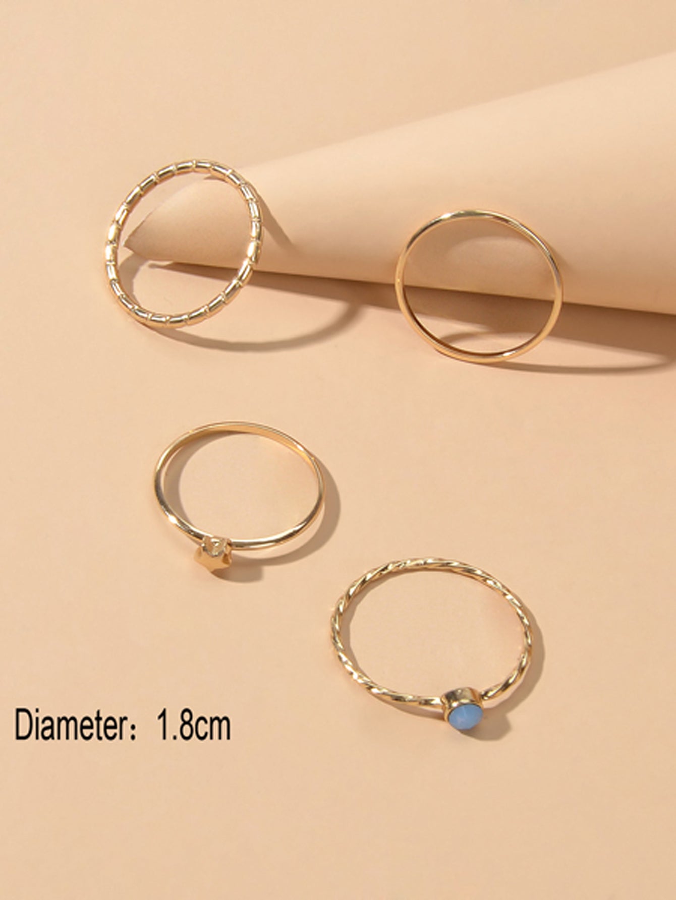 Multiple 4pcs Minimalist Gold Star Circle Stackable Midi Finger Knuckle Ring set