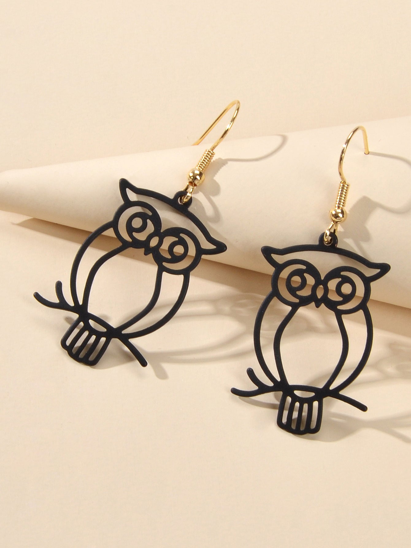 Punk Designer Jewellery Gothic Black Hollow out Owl Dangle Minimalist Earrings